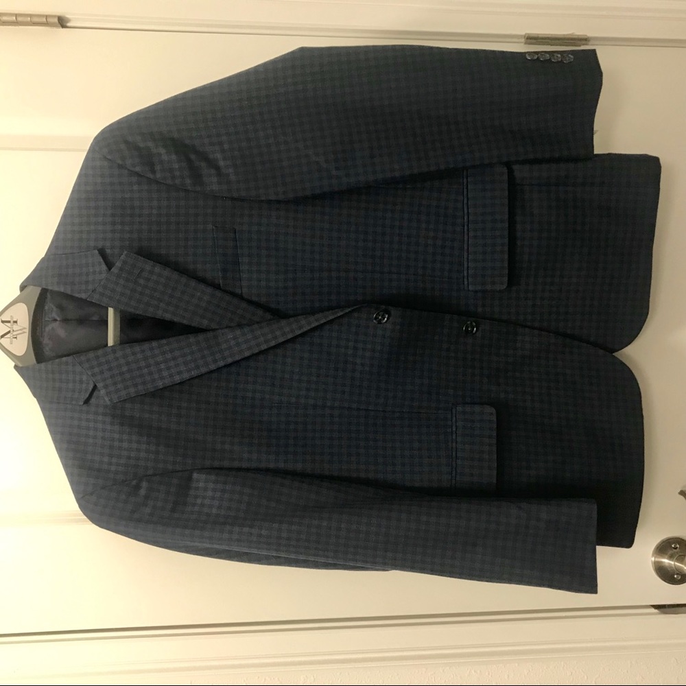 Navy checkered sports coat